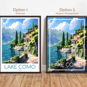 Póster del Lago de Como para pared, Póster de viaje del Lago de Como, Póster vintage de Italia, Póster de viaje del Lago de Como para regalo, Lámina del Lago de Como, Lámina de viaje imagen 2