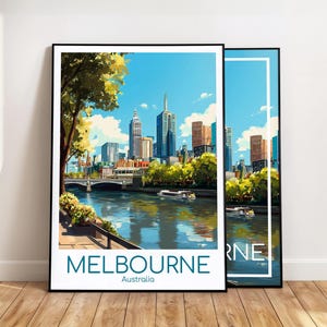 Affiche de Melbourne, Décoration murale Melbourne, Australie, Affiche de voyage Melbourne, Impression Melbourne, Cadeau vintage Melbourne