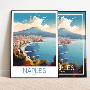 Impresión de viaje de Nápoles Póster de Nápoles Arte de pared Póster vintage de Italia Póster de viaje Regalo Impresión de Nápoles Impresión artística