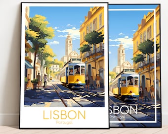 Affiche de voyage de Lisbonne Affiche de Lisbonne Wall Art Portugal affiche vintage Affiche de voyage Cadeau Impression de Lisbonne Impression artistique