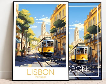 Affiche de voyage de Lisbonne Affiche de Lisbonne Wall Art Portugal affiche vintage Affiche de voyage Cadeau Impression de Lisbonne Impression artistique