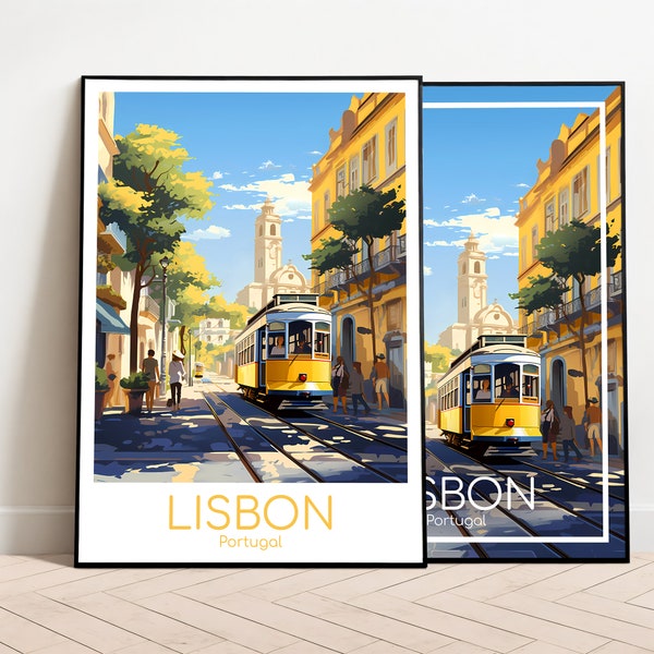 Affiche de voyage de Lisbonne Affiche de Lisbonne Wall Art Portugal affiche vintage Affiche de voyage Cadeau Impression de Lisbonne Impression artistique