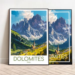 Poster di viaggio sulle Dolomiti Poster delle Dolomiti Arte murale Italia Poster vintage Poster di viaggio sulle Dolomiti Regalo Stampa sulle Dolomiti Stampa di viaggio