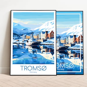Póster de viaje de Tromso Póster de Tromso Arte de pared Póster vintage de Noruega Póster de viaje de Tromso Regalo Impresión de Tromso Impresión de viaje