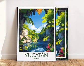 Yucatan Poster Wall Art Yucatan Reiseposter Mexiko Vintage Poster Yucatan Travel Poster Geschenk Yucatan Print Reisedruck