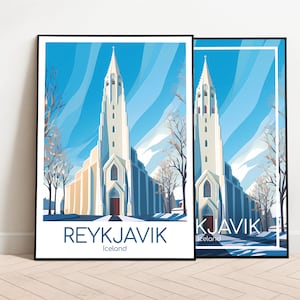 Poster di viaggio di Reykjavik Poster di Reykjavik Wall Art Islanda Poster vintage Poster di viaggio Regalo Reykjavik Stampa Stampa artistica
