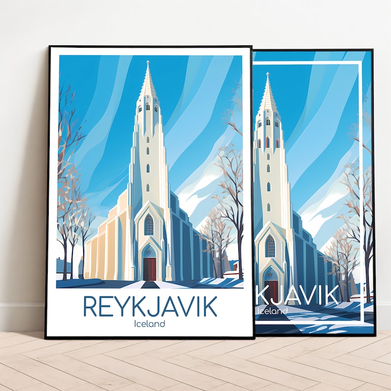 Reykjavik Travel Poster Reykjavik Poster Wall Art Iceland Vintage