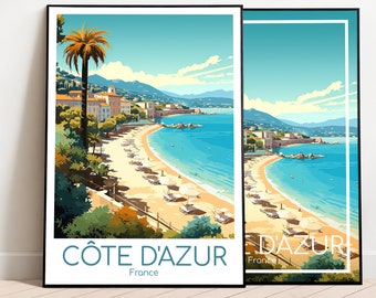 Côte d'Azur Travel Poster Côte d'Azur Poster Wall Art France Vintage Poster Travel Poster Gift Côte d'Azur Print Art Print