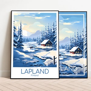Lapland Travel Poster Lapland Poster Wall Art Finland Vintage Poster Lapland Travel Poster Gift Lapland Print Art Print