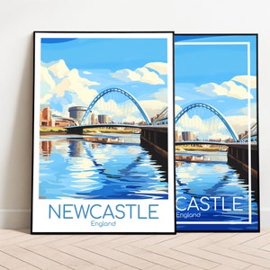 Cartaz de viagem de Newcastle Cartaz de arte de parede do Reino Unido Cartaz vintage Cartaz de viagem Presente Impressão de arte de Newcastle