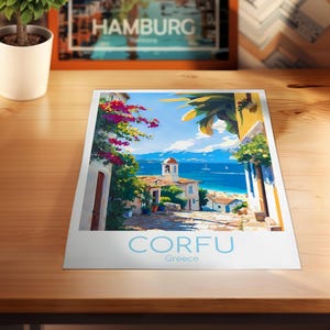 Corfu poster, Corfu muurdecoratie, Griekenland, Corfu reisposter, Corfu print, vintage Corfu cadeau, Corfu reisprint afbeelding 8
