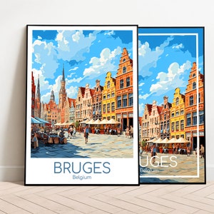 Bruges Travel Poster Bruges Poster Wall Art Belgium Vintage Poster Travel Poster Gift Bruges Print Art Print