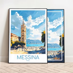 Messina Travel Poster Messina Poster Wall Art Italy Vintage Poster Messina Travel Poster Gift Messina Print Travel Print