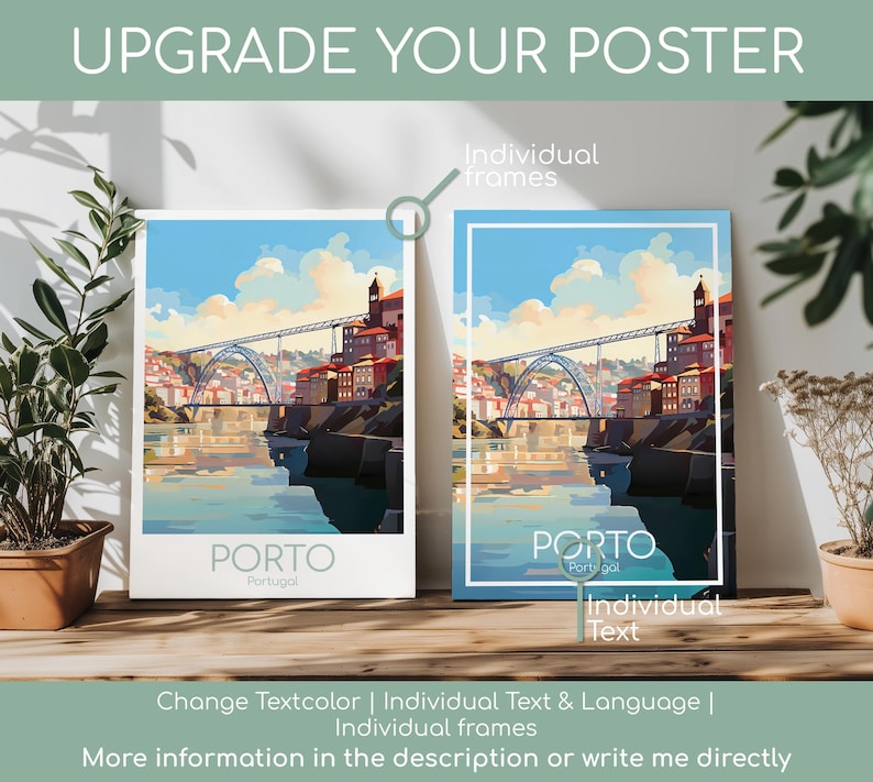 Porto Poster Old Town Porto Wall Art Portugal Porto Travel Poster Porto Print Vintage Porto Gift Porto Travel Print image 10