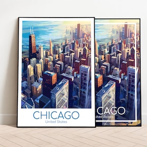 Chicago Reiseposter Chicago Poster Wall Art USA Vintage Poster Chicago Travel Poster Geschenk Chicago Print Reisedruck