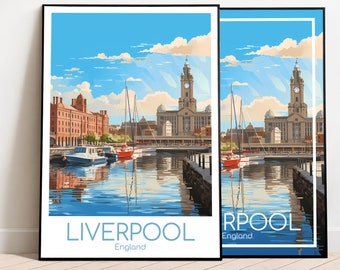 Liverpool Travel Poster Liverpool Poster Wall Art United Kingdom Vintage Poster Travel Poster Gift Liverpool Print Art Print