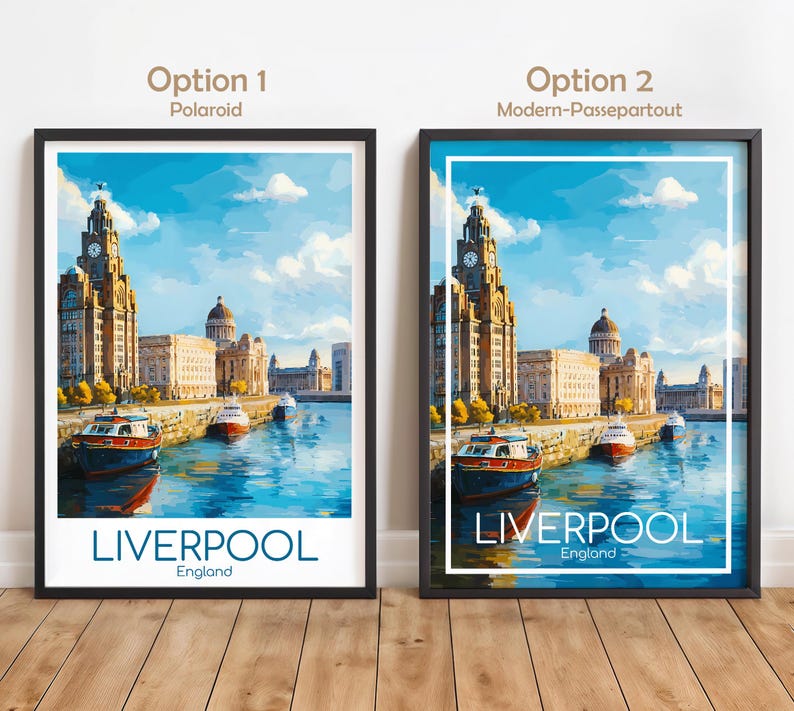 Liverpool poster - Deze poster van Liverpool straalt de sfeer van een maritieme haven uit, perfect als wanddecoratie, Engeland, print, cadeau, woondecoratie of reisposter. afbeelding 2
