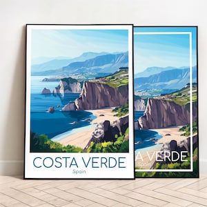 Costa Verde Travel Poster Costa Verde Poster Wall Art Spain Vintage Poster Costa Verde Travel Poster Gift Costa Verde Print Travel Print
