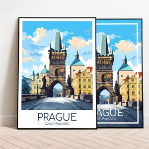 Póster de viaje de Praga Puente de Carlos Póster de Praga Arte de la pared Póster vintage de República Checa Póster de viaje Regalo Impresión de Praga Lámina artística