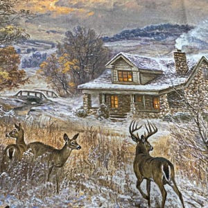 Panel de edredón de tela con ciervos First Frost