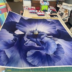 Lush Violet Iris fabric quilt panel  by Hilary Mayes  Northcott Fabric Panel 43&quot;x43”