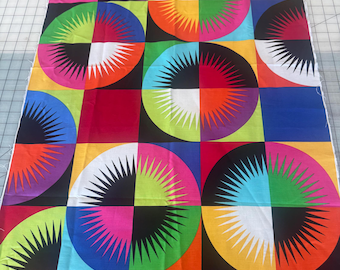 Geometric Circles Fabric Panel: New York Beauty Design, 100% Cotton 23" x 42"