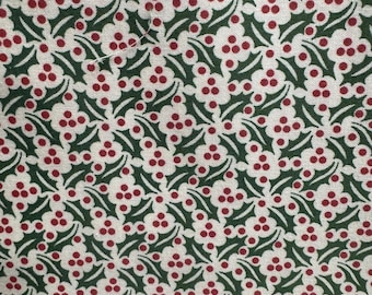 Christmas Holly and berries  Cotton Fabric