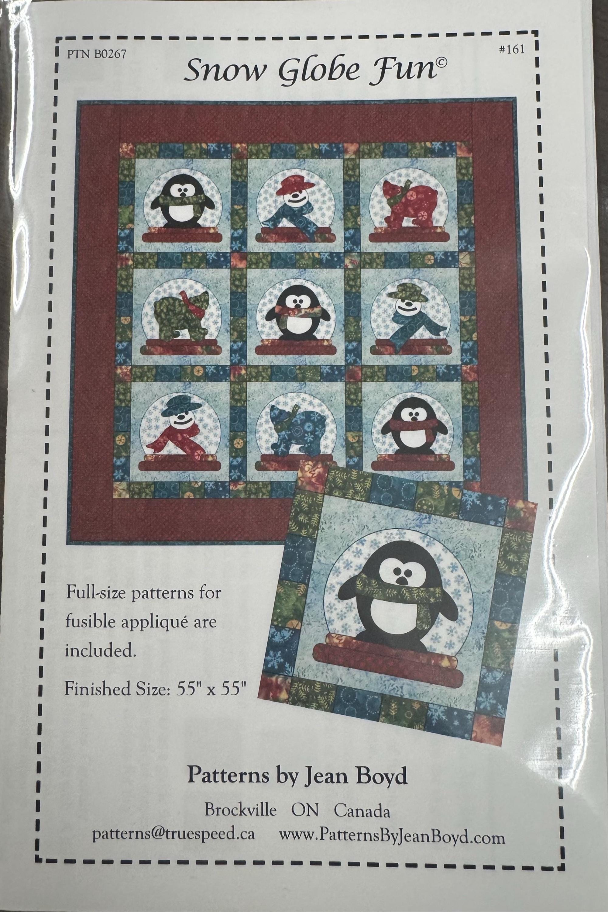 Snow Globe Fun Quilt Pattern by Jean Boyd Features Winter Wonder by Patrick Lose Applique  Winter Penguins