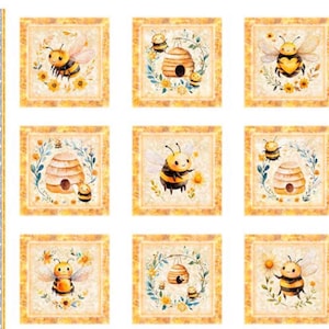 Buzz Buzz Buzz BEE PICTURE PATCHES Panel materiałowy o szerokości 36 cali