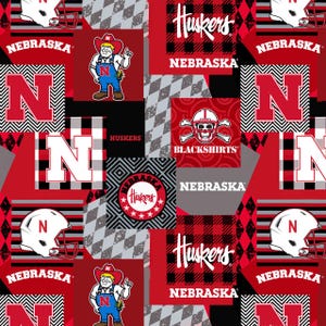 Nebraska Cornhuskers Collegiate Minky Geometric 58 inches wide sold by the yard