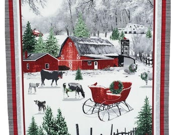 HOLIDAY HOMESTEAD Christmas Fabric Panel  by Henry Glass