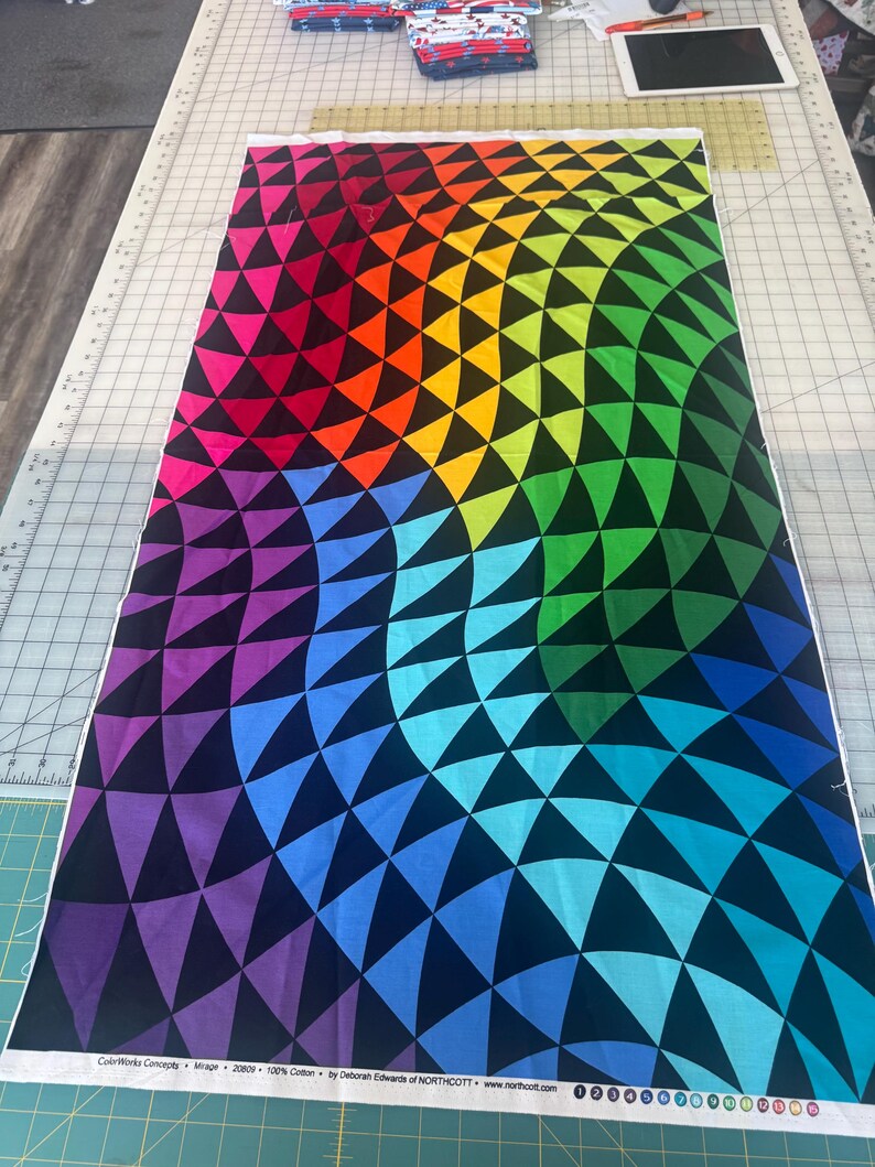 Color Works Quilt Pattern Rainbow Triangle Panel Fabric: Colorworks Concepts Quilting Panel - Etsy