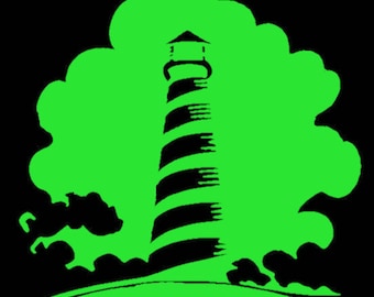 Glow in the Dark Cape Hatteras Lighthouse decal, coastal theme decor