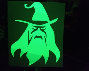 Glow-in-the-Dark Wizard Decal, Dark Academia, eclectic cottagecore, spooky goth decor ,witchy gift, bookshelf , door , Sorcerer sticker