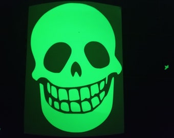 Luminous Laughing Skull, Glow in the Dark Smiling Skull, Car decal ,Gothic, Halloween, Laptop water bottle Sticker