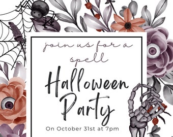 Halloween Party Einladung Gothic Floral