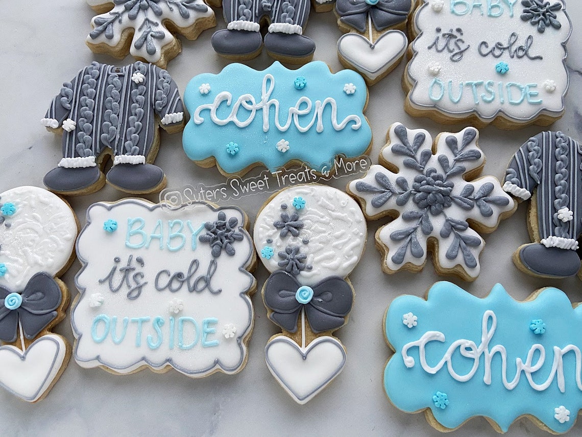 Baby It's Cold Outside Cookies, Decorated Cookies, Baby Shower Cookies
