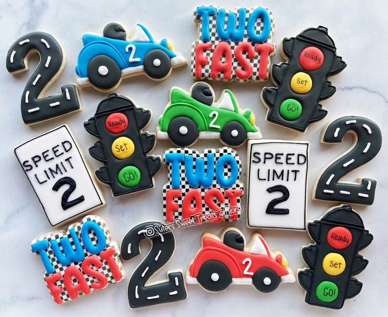 Custom Cookies Two Fast 2 Fast Birthday Cookies, Race Car Birthday, Growing Two Fast, Race Car ...