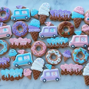 Sweet Birthday Party Cookies, Ice Cream Cookies, Sweet Party Favors, Donuts, Ice Cream Trucks, Party Events, Sweet Treats