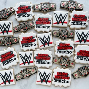 WWF Cookies, Wrestling Decorated Cookies, RAW Cookies, Wrestling, Decorated Cookies, Belt, Wrestling Ring, Custom Cookies