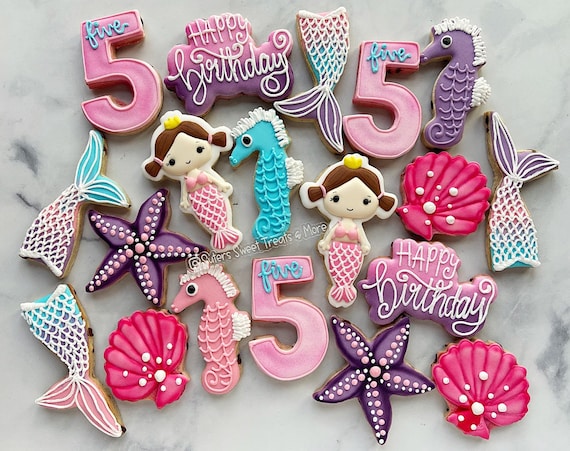 Mermaid Theme Decorated Birthday Cookies: Under the Sea Party