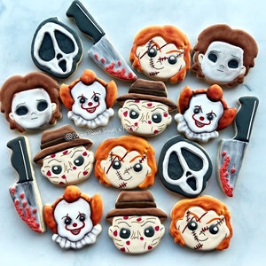 Halloween Decorated Cookies: Horror Movie Character Party Favors