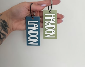 Personalized Acrylic Name Tag – Kids Backpack Keychain