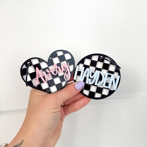 Personalized Checkered Acrylic Name Keychain: Custom Mama Gift