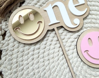 Smiley Face First Birthday Cake Topper, First Birthday, Birthday Cake, Topper, Birthday Celebration