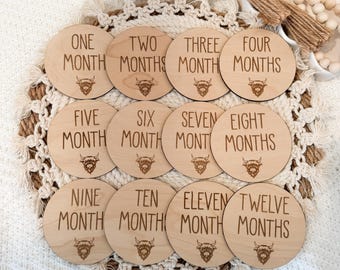 Western Baby Milestone Cards, Baltic Birch Photo Prop, Baby Shower Gift