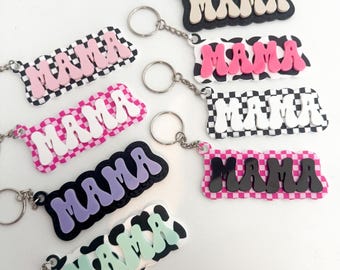 Personalized Acrylic Keychain: Checkered, Leopard, Cow Print Name Tag