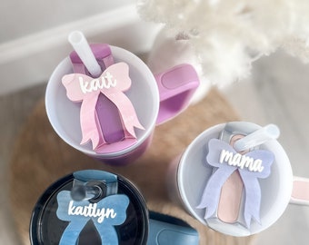 Personalized Acrylic Bow Name Plate: Stanley Tumbler Topper