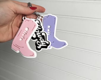 Personalized Cowboy Boot Keychain: Western Name Tag