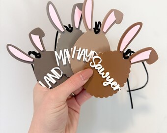Osterkorb-Tag, Bogen-Korb-Tag mit ausgebogten Eiern, Mädchen-Ostern-Korb-Tag, Schleife Osterkorb, Osterhase, Korb-Tag, Osterhasen-Korb